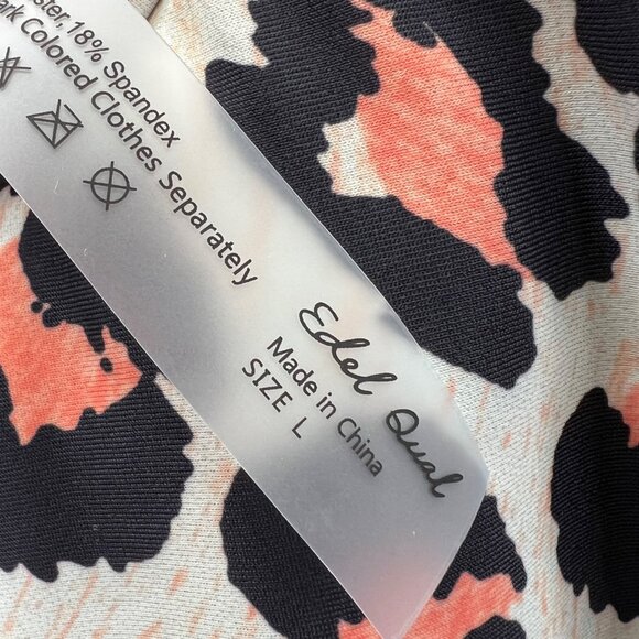 Edel Qual Swimsuit Top L Women Animal Leopard Print Cropped Flowy Flounce NWT - Picture 7 of 8